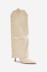 Bottes à talons hauts et semelles roulées - Écru
